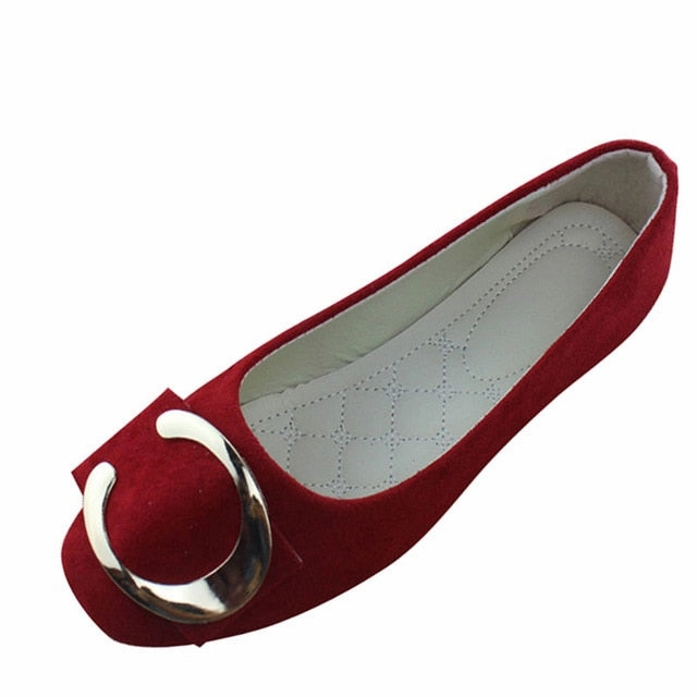 Faux Suede Ballet Flats Women Multiple Color Round Toe Flat Shoes