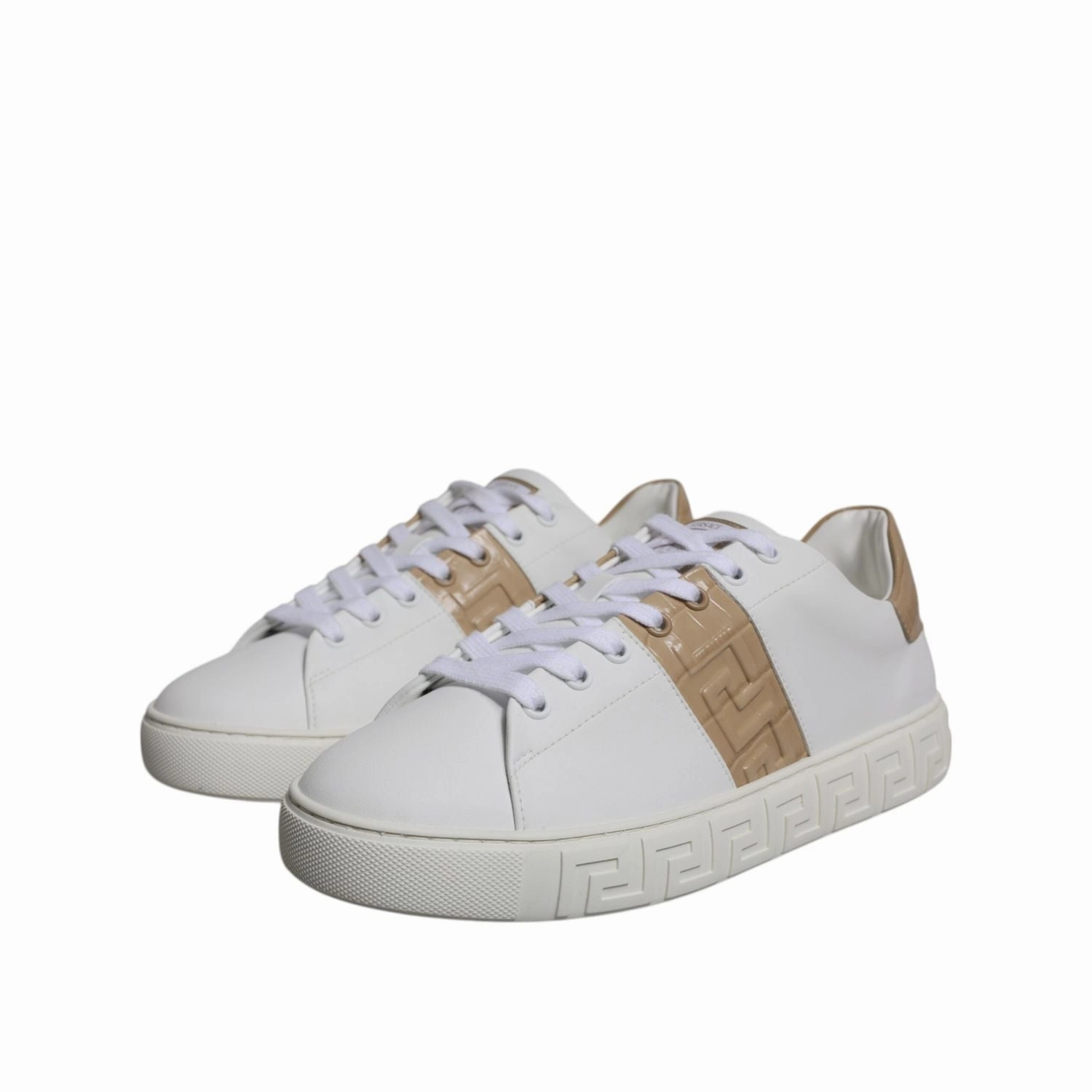 Victor Wembanyama Sneakers Versace White Brown Greca Print TPU Low Top Men Sneakers Shoes