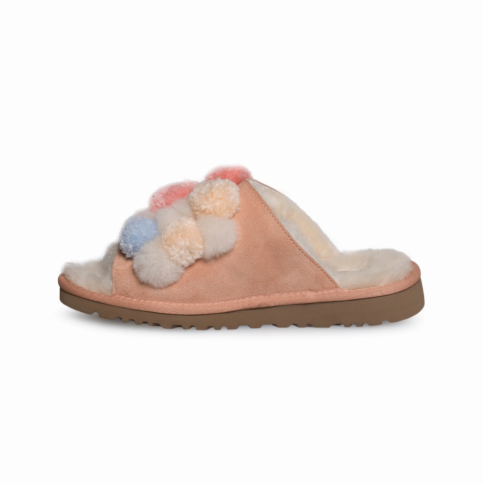 UGG Clio Pom Pom Slide Suntan Slippers - Women's Gengar Slippers