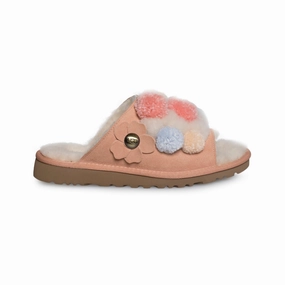 UGG Clio Pom Pom Slide Suntan Slippers - Women's Mule Slides