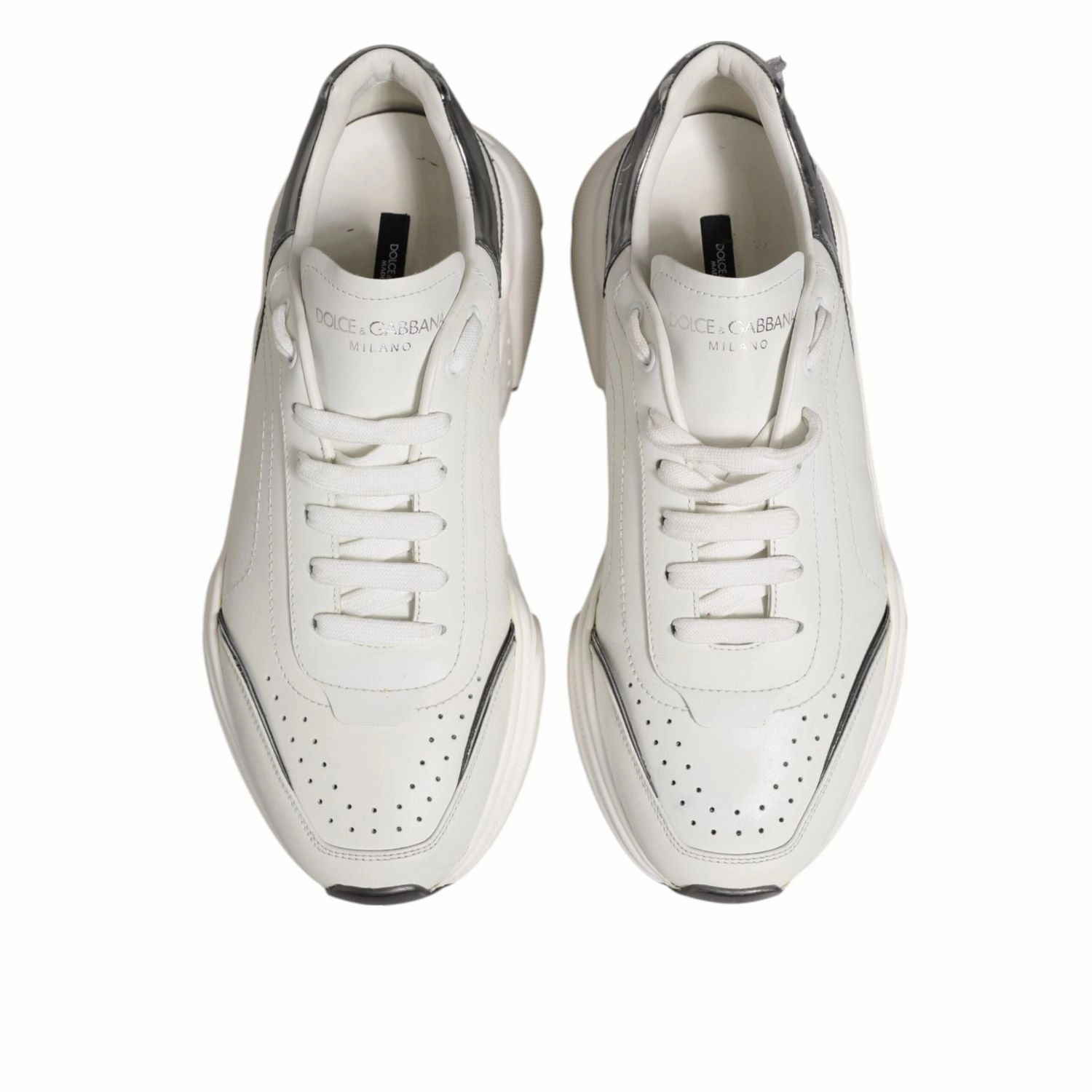 Sneakers High Top Nike Dolce & Gabbana White Silver DAYMASTER Leather Men Sneakers Shoes