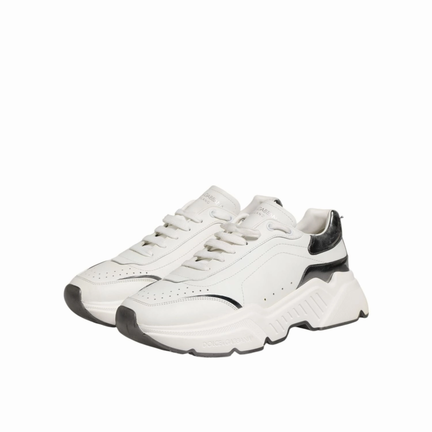 Ethical Sneakers Dolce & Gabbana White Silver DAYMASTER Leather Men Sneakers Shoes