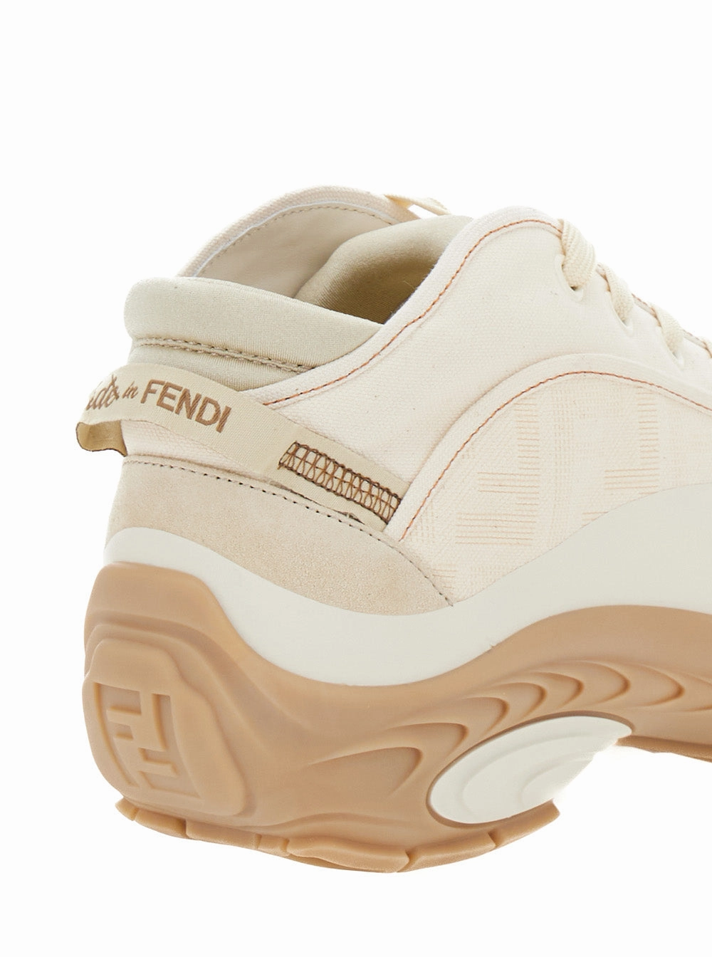 Running Toe Shoes Fendi Men 'Fendi Lab' White Mid Top Sneakers With Fendi Shadow Motif In Cotton Man
