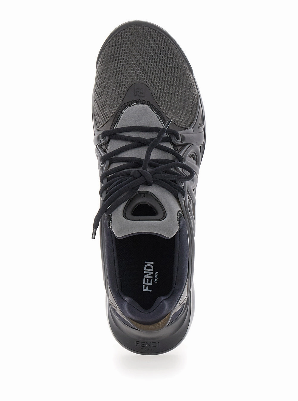 Fendi Men 'Fendi Tag' Black Sneakers With Logo In Techno Mesh Man Kayano 14 Running Shoes