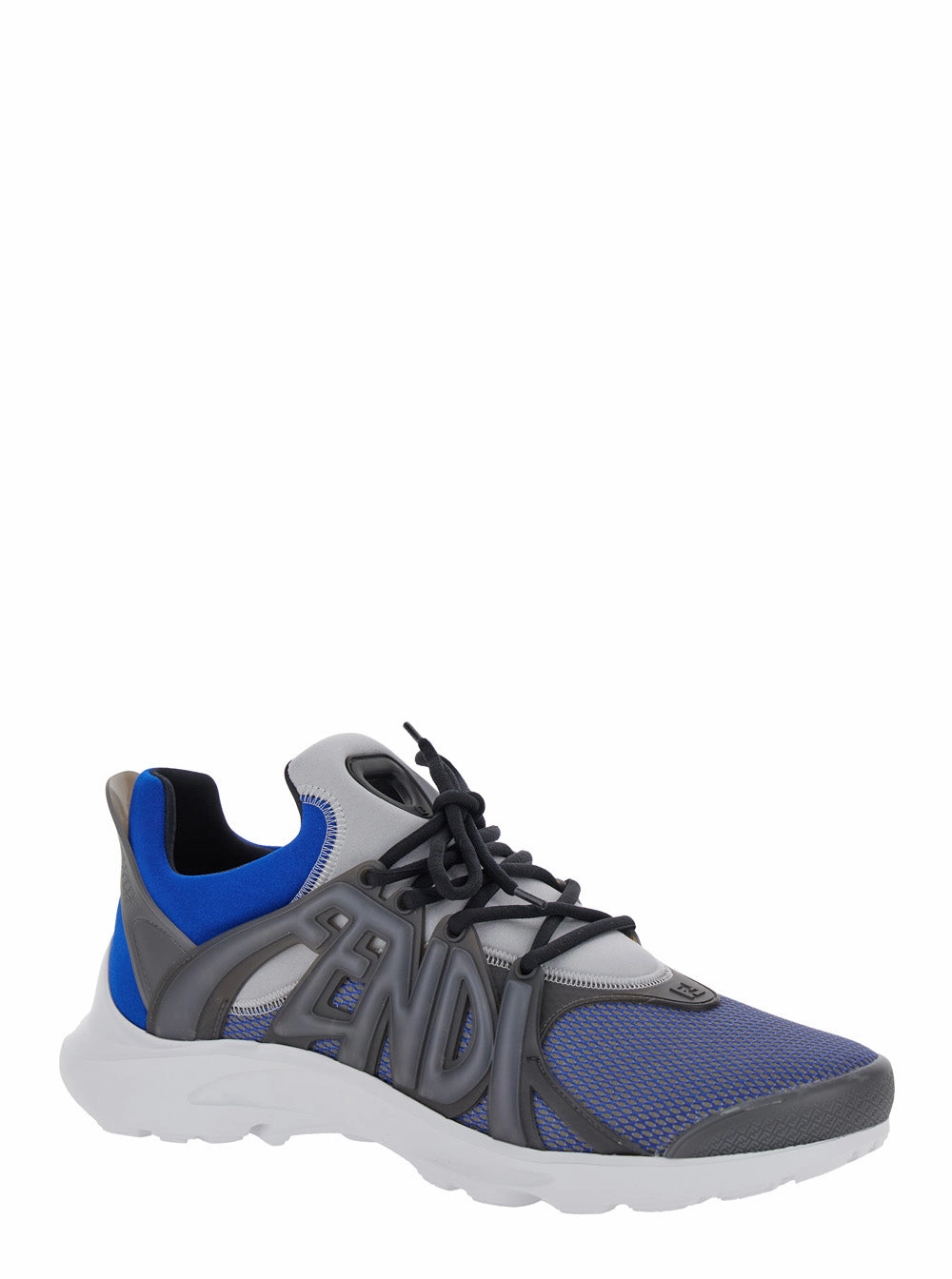 Running Shoes Website Fendi Men 'Fendi Tag' Blue Sneakers With Logo In Techno Mesh Man