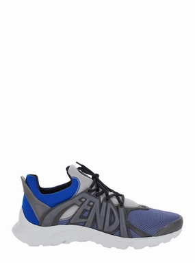 Fendi Men 'Fendi Tag' Blue Sneakers With Logo In Techno Mesh Man Running Shoes Top