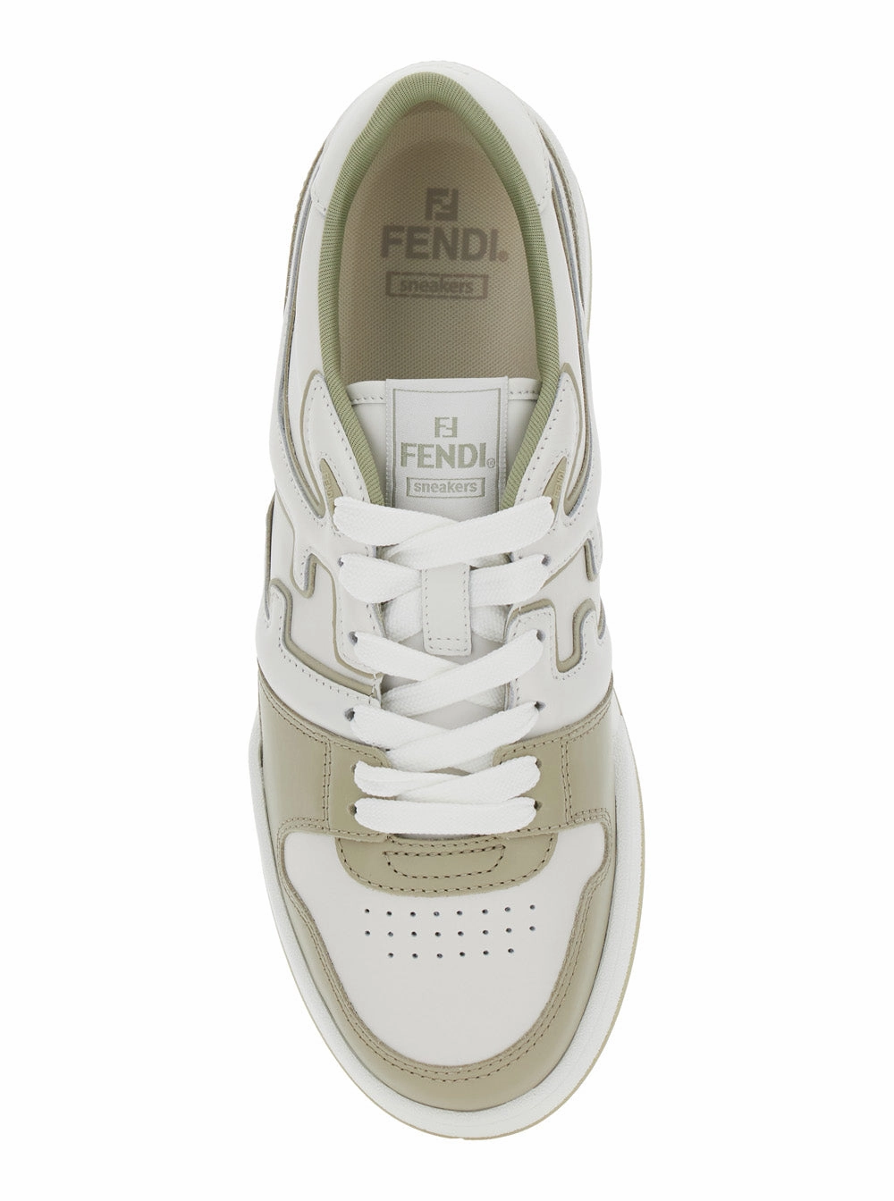 Fendi Men 'Match' Beige Low-Top Sneakers With Ff Detail In Leather Man Scale Flat Shoes