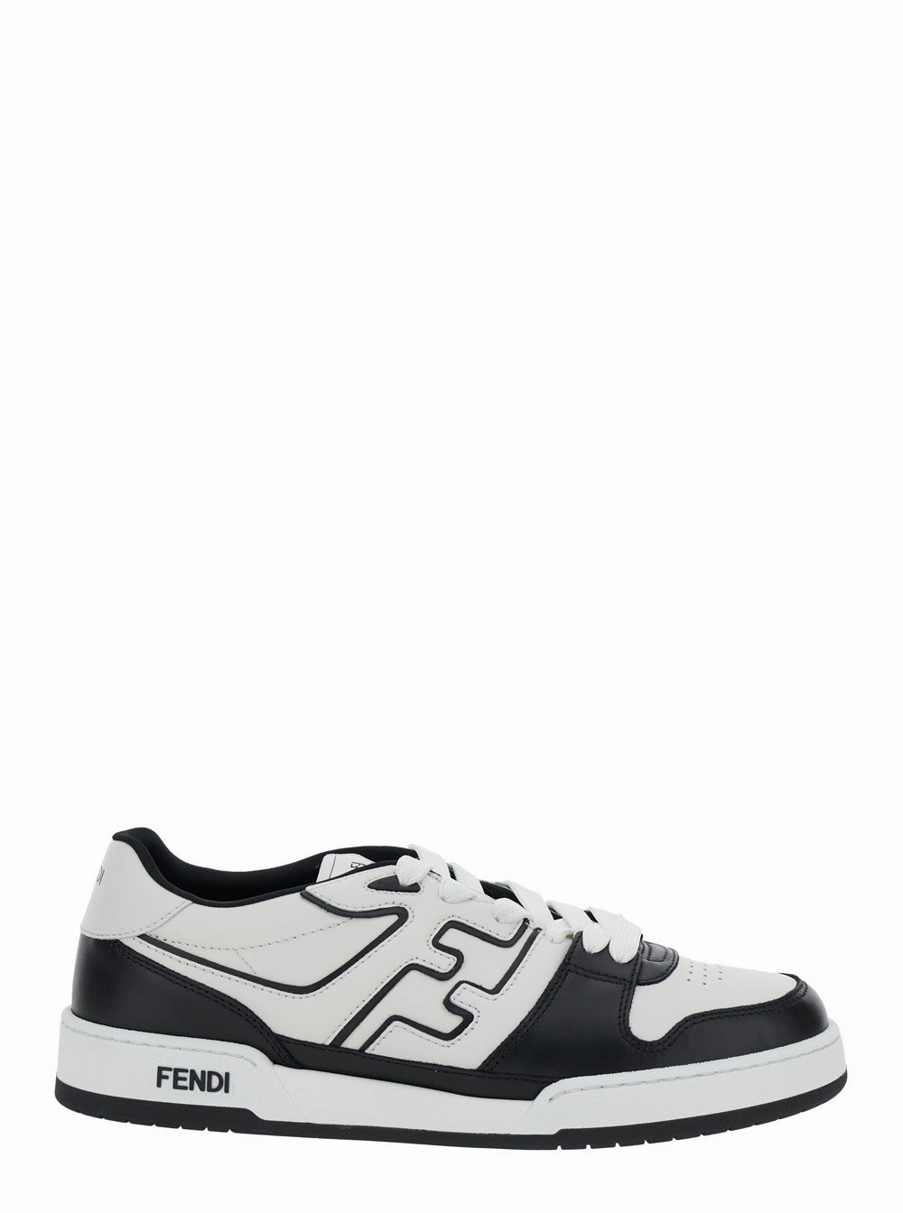 Fendi Men 'Match' White And Black  Low-Top Sneakers With Ff Detail In Leather Man Cute Shoes For Flat Feet