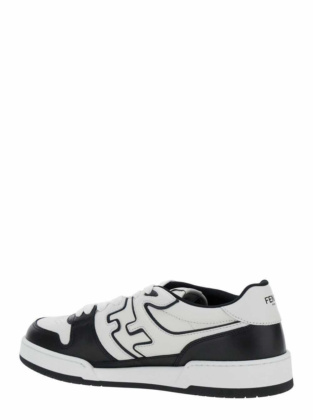 Round Toe Flat Slingback Shoes Fendi Men 'Match' White And Black  Low-Top Sneakers With Ff Detail In Leather Man