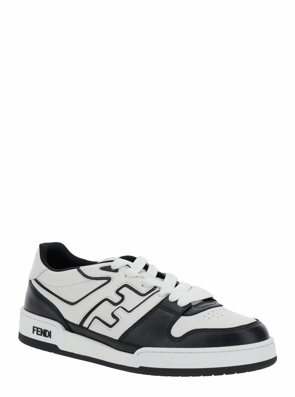 Pink Shoes Fendi Men 'Match' White And Black  Low-Top Sneakers With Ff Detail In Leather Man
