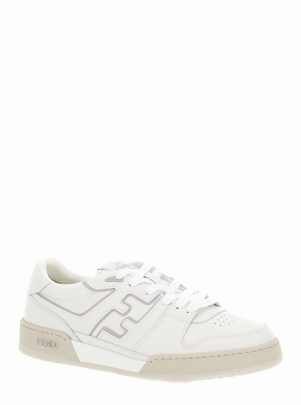 Cat Flat Shoes Fendi Men 'Match' White Tonal  Low-Top Sneakers With Ff Detail In Leather Man