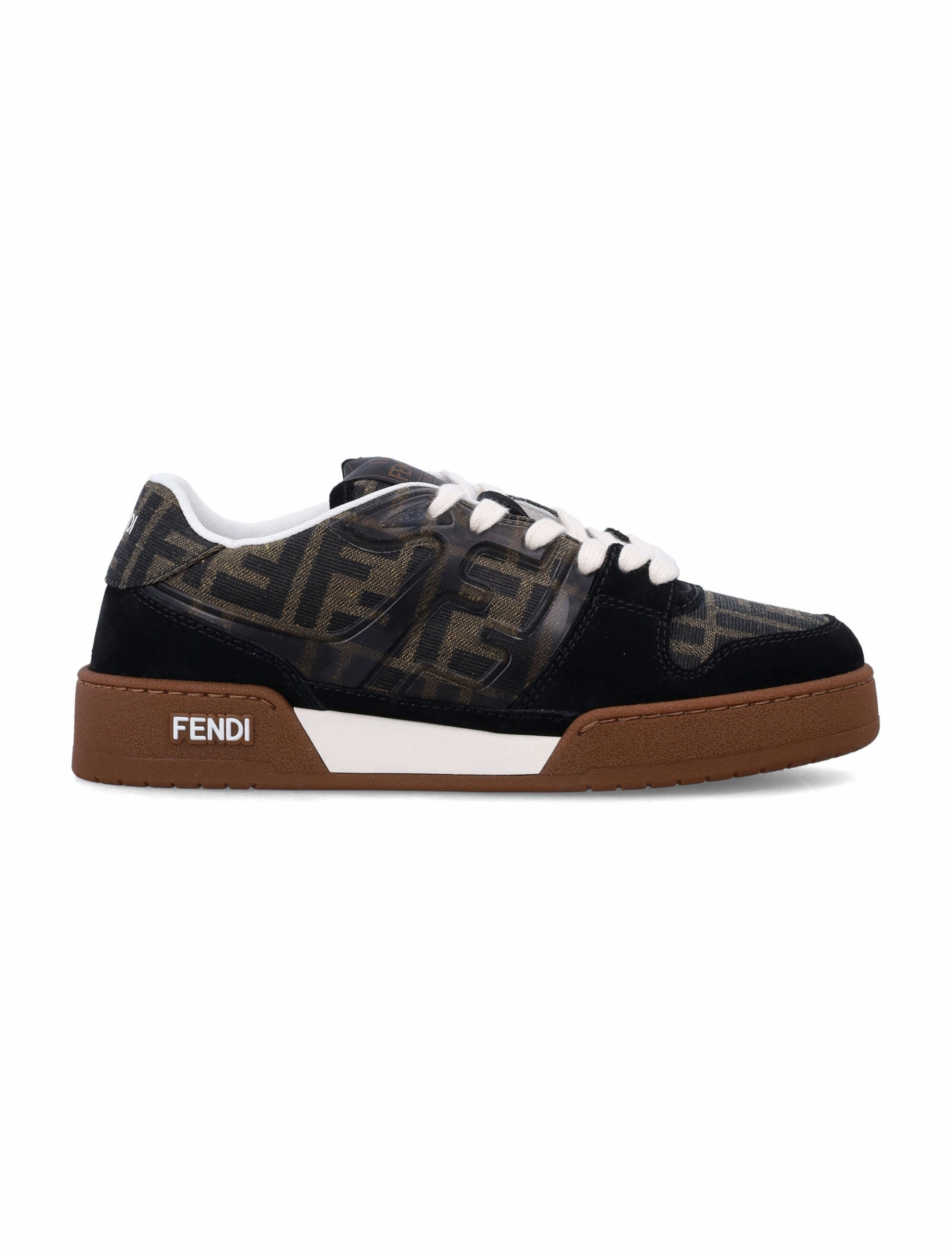 Crazy Horse Leather Platform Casual Shoes FENDI Womens Multicolor Leather and Rubber Match Sneakers