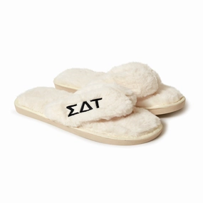 Morlands Slitters Sigma Delta Tau - Furry Slippers Women - With SDT Embroidery Logo