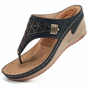 HARENCWomens Sandals Flip Flops for Women with Arch Support Summer Casual Wedge Thong Shoes Comfortable Platform Walk Sandal Nba Sneakers