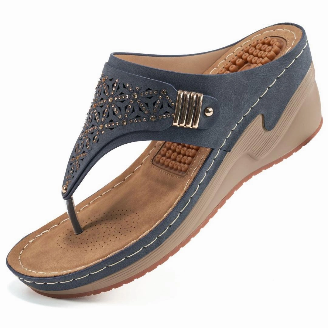 HARENCWomens Sandals Flip Flops for Women with Arch Support Summer Casual Wedge Thong Shoes Comfortable Platform Walk Sandal