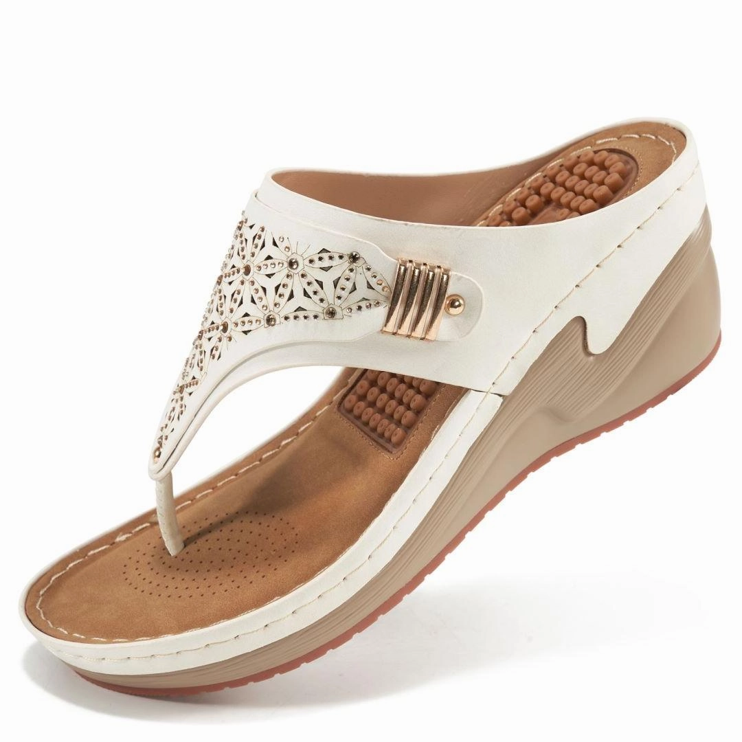 HARENCWomens Sandals Flip Flops for Women with Arch Support Summer Casual Wedge Thong Shoes Comfortable Platform Walk Sandal