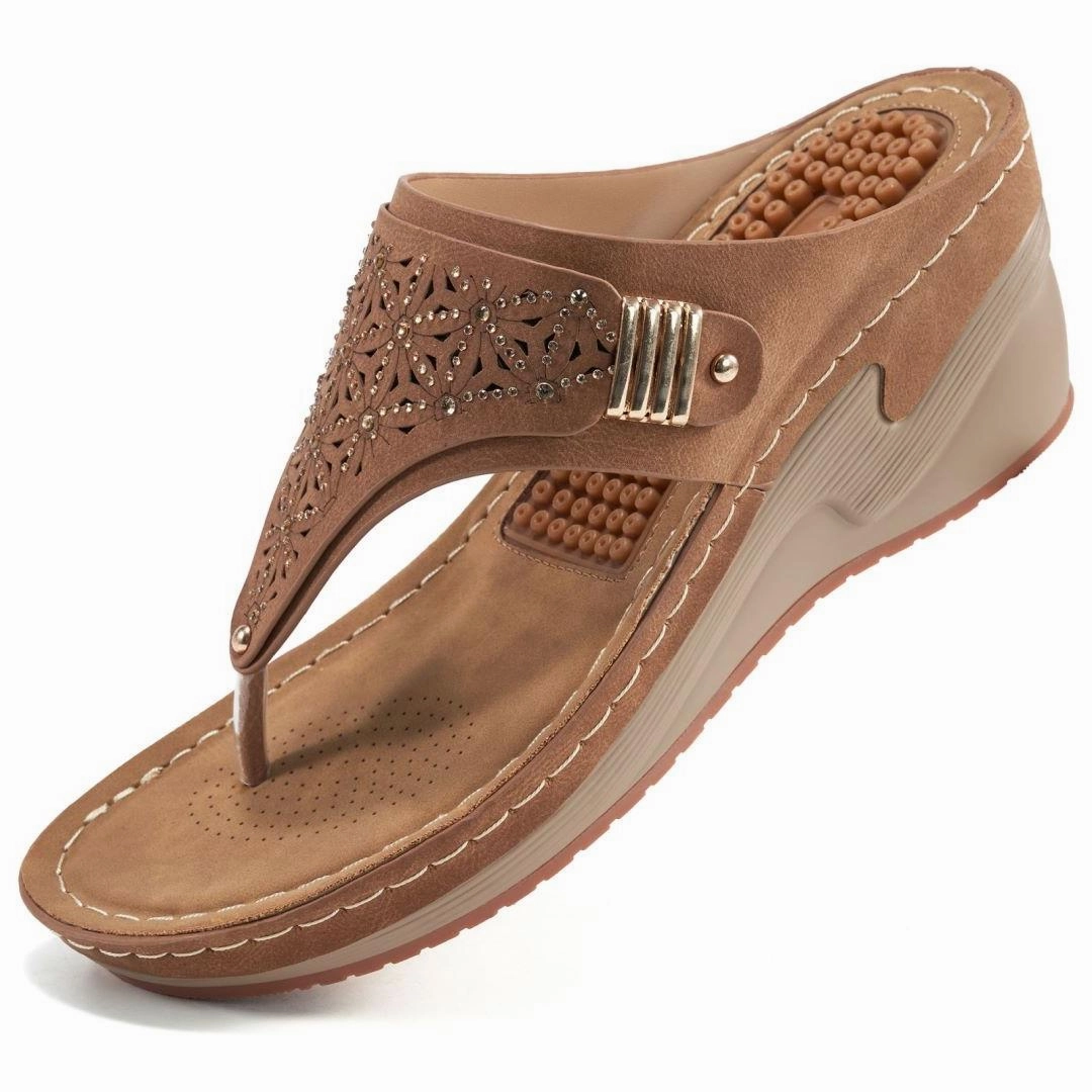 HARENCWomens Sandals Flip Flops for Women with Arch Support Summer Casual Wedge Thong Shoes Comfortable Platform Walk Sandal