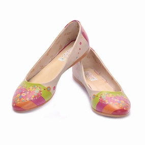Flowering Heart Ballerinas Shoes 1054 Slingback Flat Shoes Uk