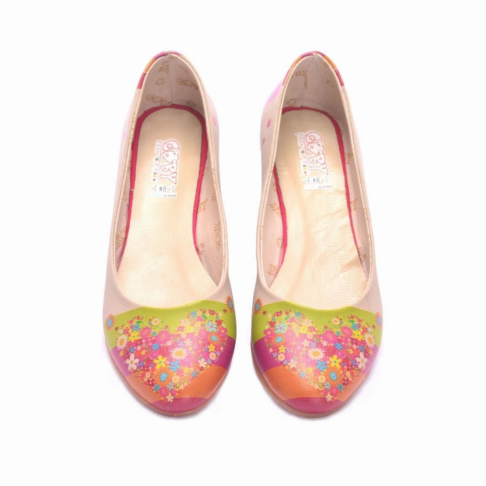Flowering Heart Ballerinas Shoes 1054 Shoes Transform From Flats To Heels