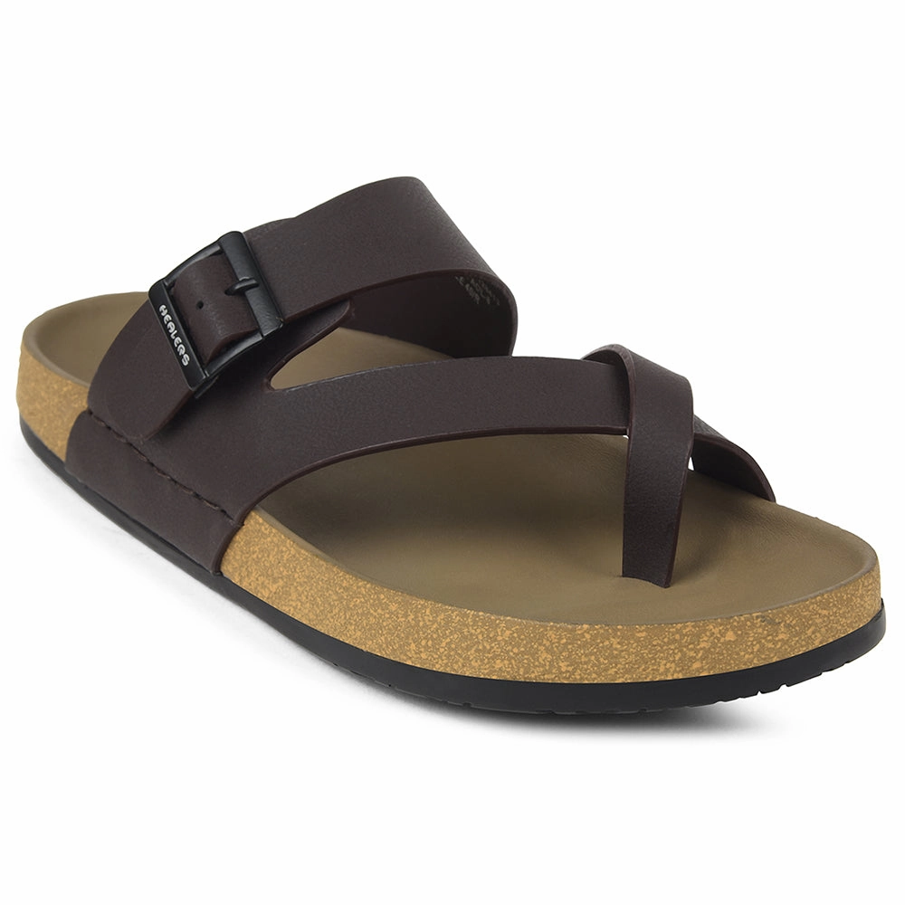 Non Slippery Slippers Healers Brown Casual Slipper For Mens AOL-6 By Liberty