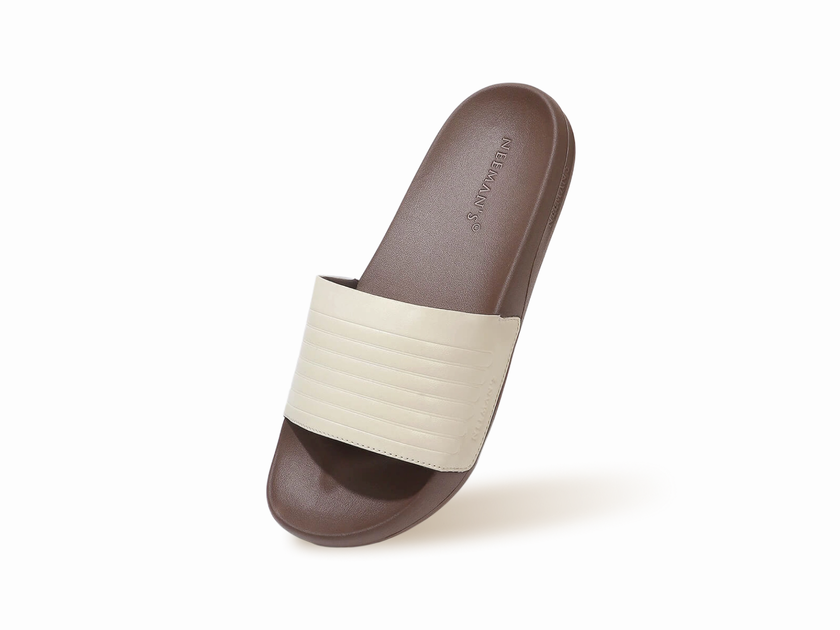 FootBed Slides for Men : Ivory Brown Lemon Socks And Slippers