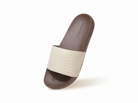 At Wool Slippers FootBed Slides for Men : Ivory Brown