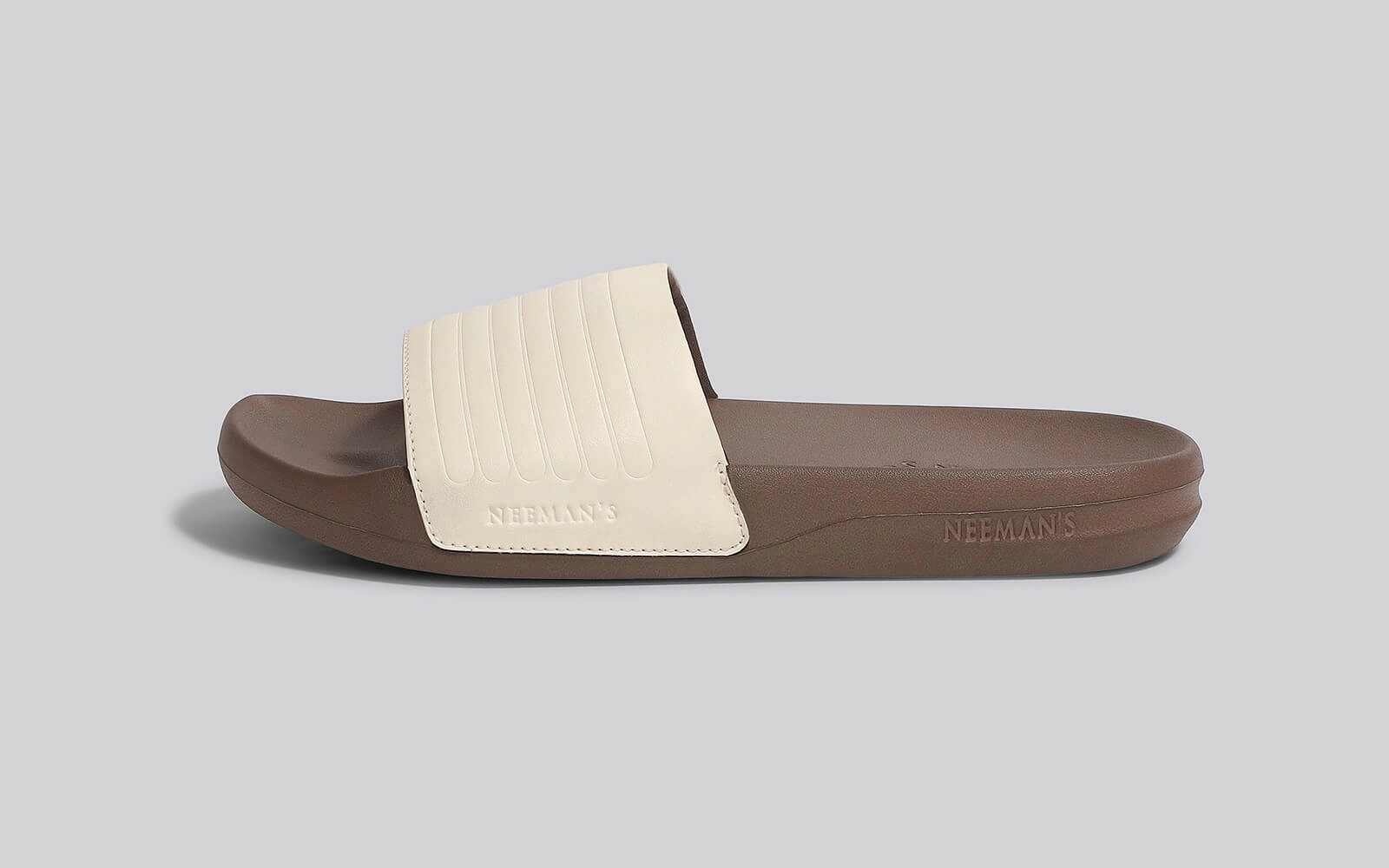 FootBed Slides for Men : Ivory Brown Indoor Slippers Summer