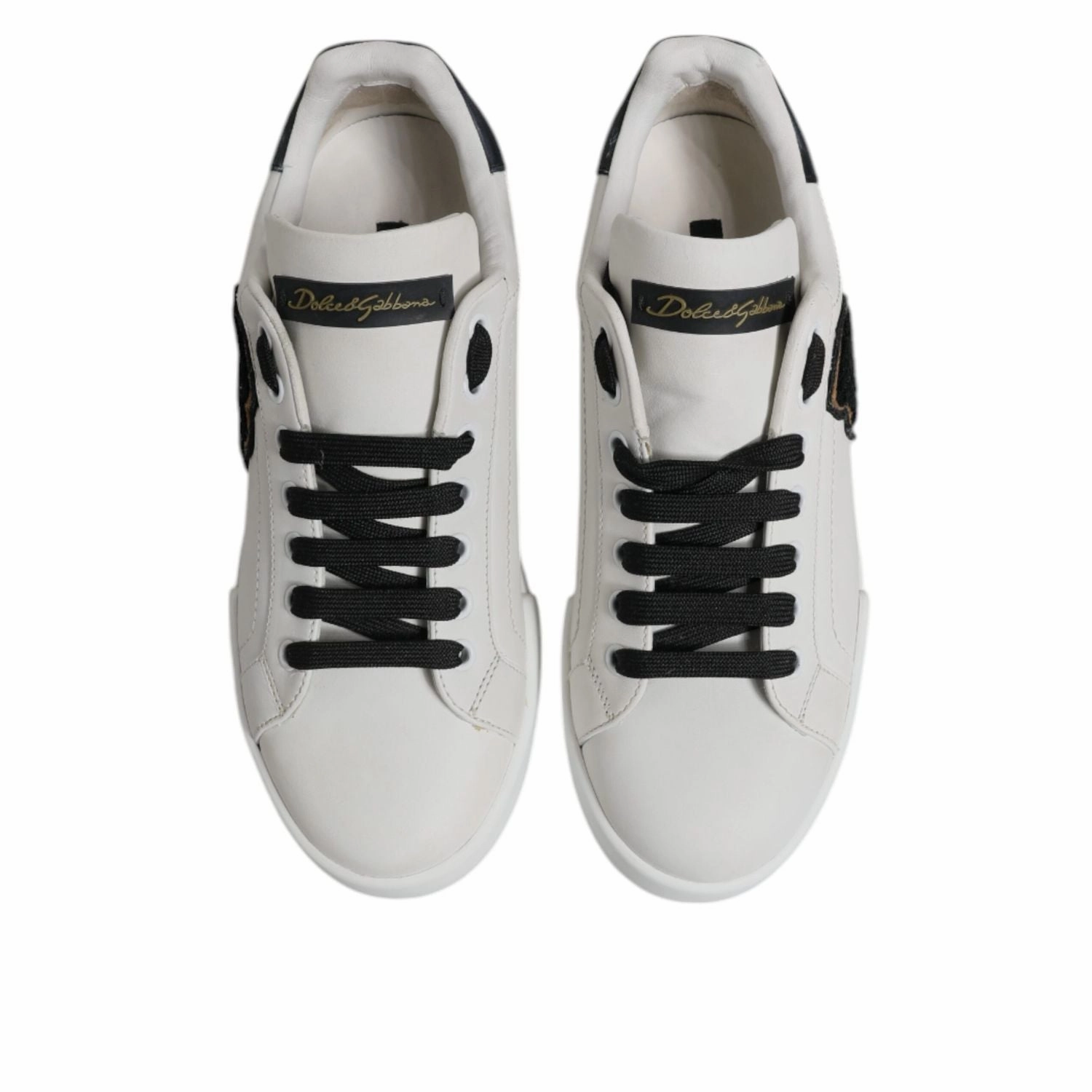 Dolce & Gabbana White Leather DG Logo Low Top Sneakers Shoes Leggings With Socks And Sneakers