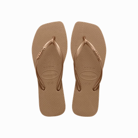 Studed Flip Flops Slim Square Logo Metallic Flip Flops