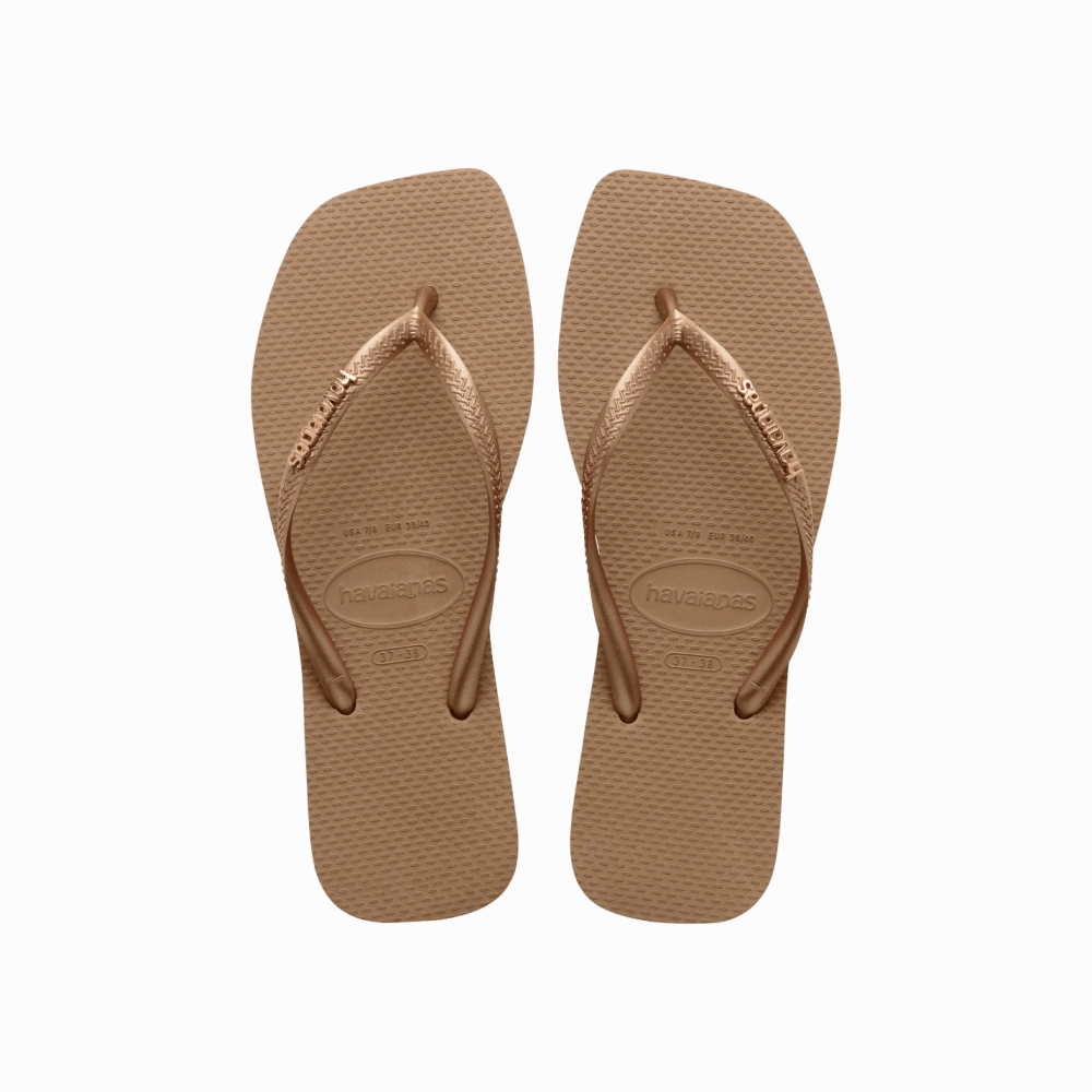 Flip Flop Decor Slim Square Logo Metallic Flip Flops