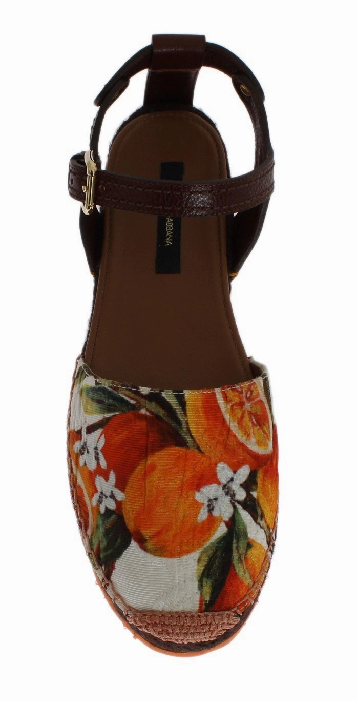 Orange Brocade Espadrilles Sandals Sandals Waterproof With Straps Open Toe Size 11 Wide