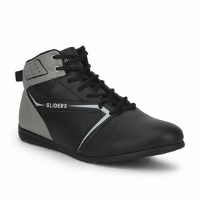 Urban Casual Shoes Gliders Casual Black Lacing Sneakers For Men RIDER-E By Liberty