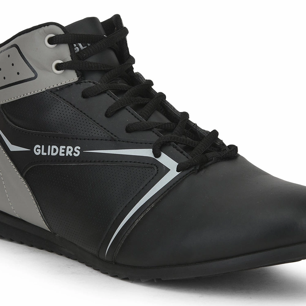 Gliders Casual Black Lacing Sneakers For Men RIDER-E By Liberty Casual Shoes To Wear In Summer With Dress