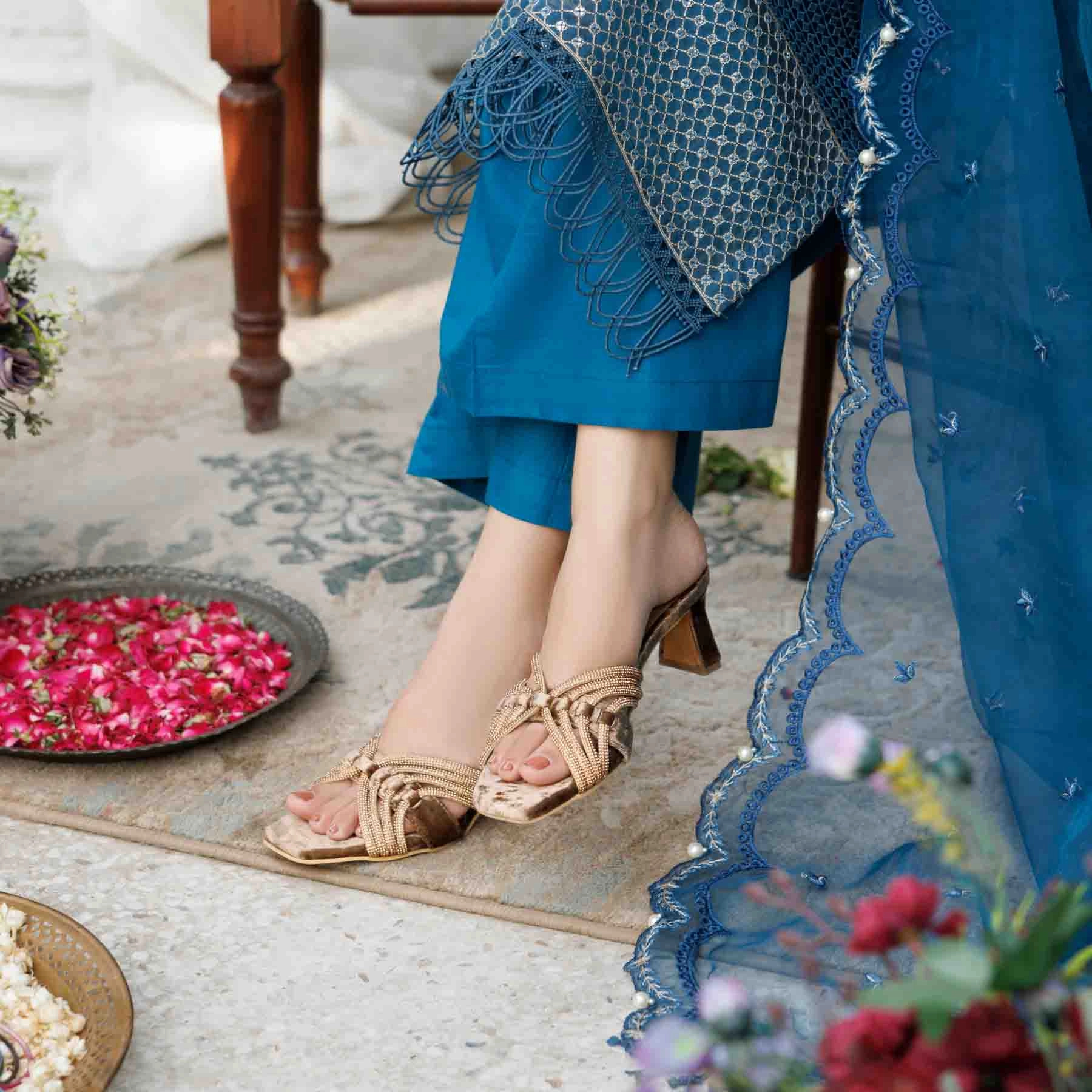 Bride Wedding Slippers Golden Fancy Slipper FN7968