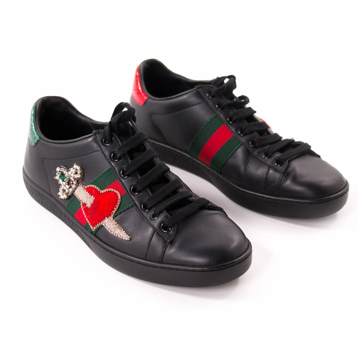Mcqueen Sneakers Gucci Ace Leather Embroidered Sneaker