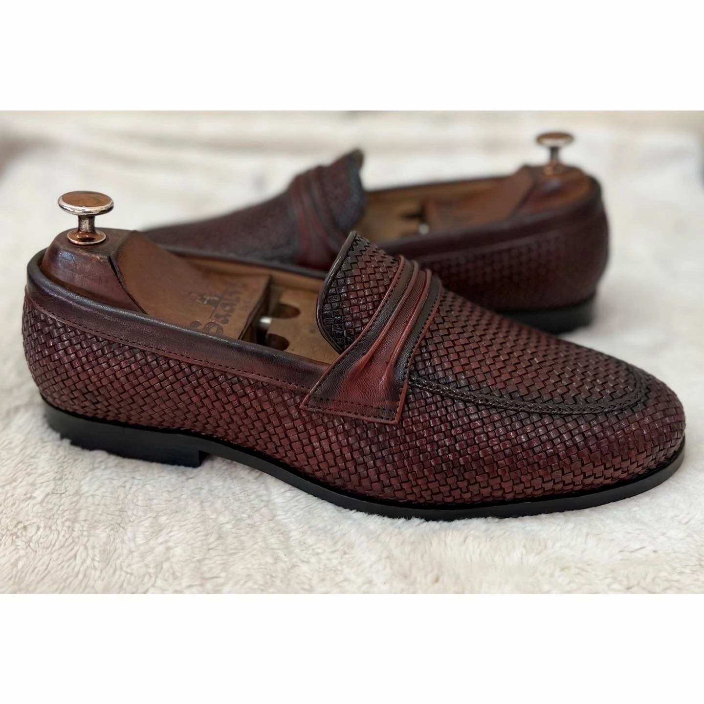 Handwoven Loafers - Brown Pathy Leather Loafers