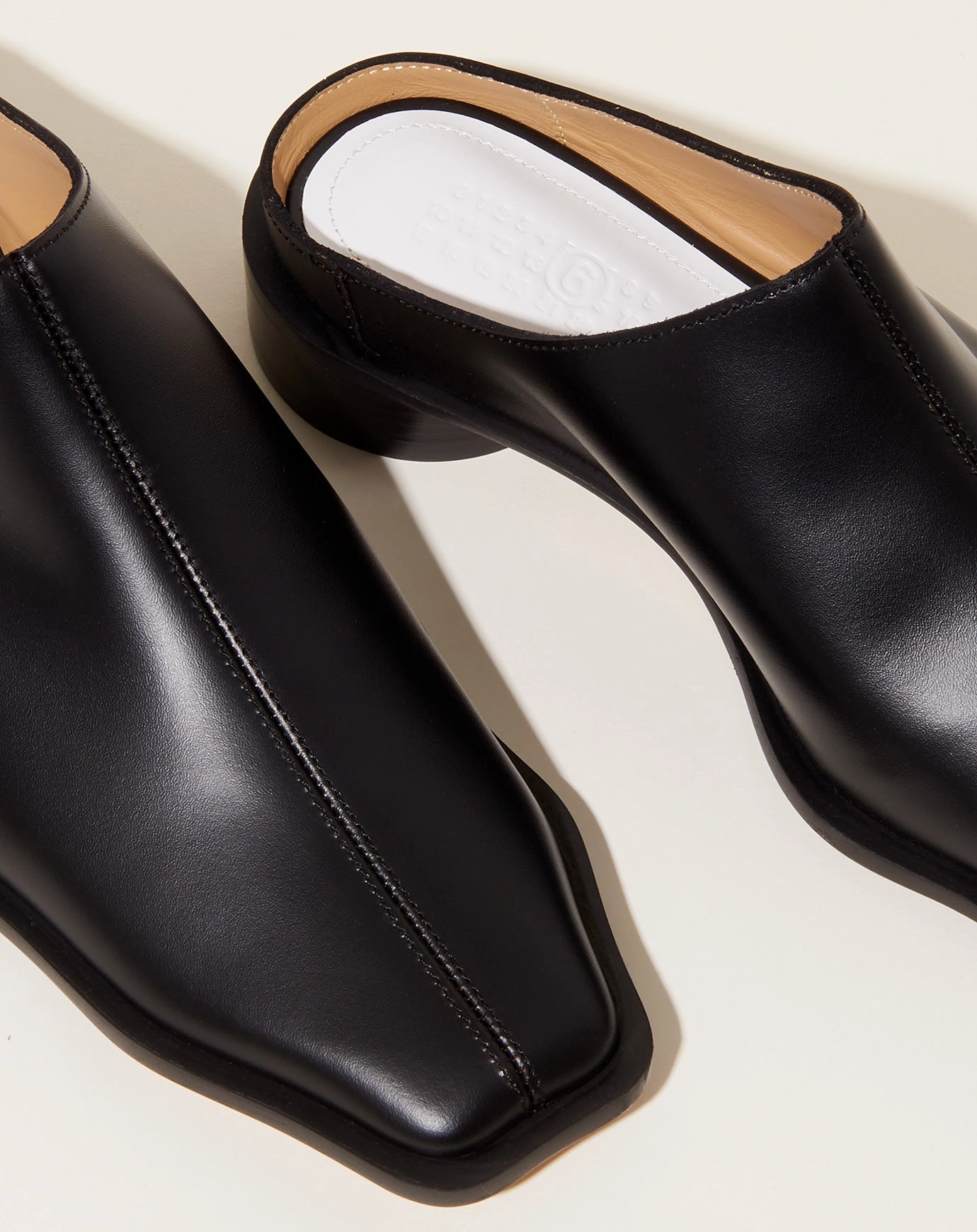 Platform Slide Heels Slipper Mule in Black