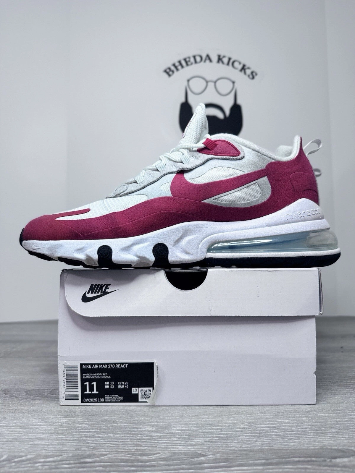 Best Asics Distance Running Shoe Size 11 - Nike Air Max 270 React White/University Red Shoes CW2625-100 Mens