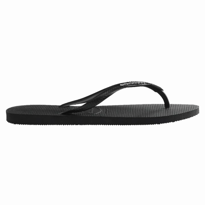 Comfort Flip Flops With Arch Support Havaianas Slim Logo Metallic Flip Flops - Black / Silver