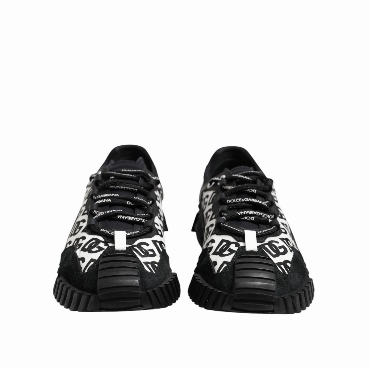 Dolce & Gabbana Black Logo Lace Up Low Top NS1 Sneakers Shoes White Sneakers To Wear With Dresses