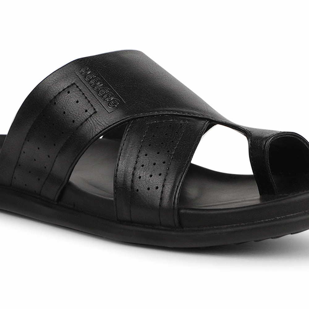 Wedge Slippers Healers Black Casual Slipper For Men LEEKS-10 By Liberty