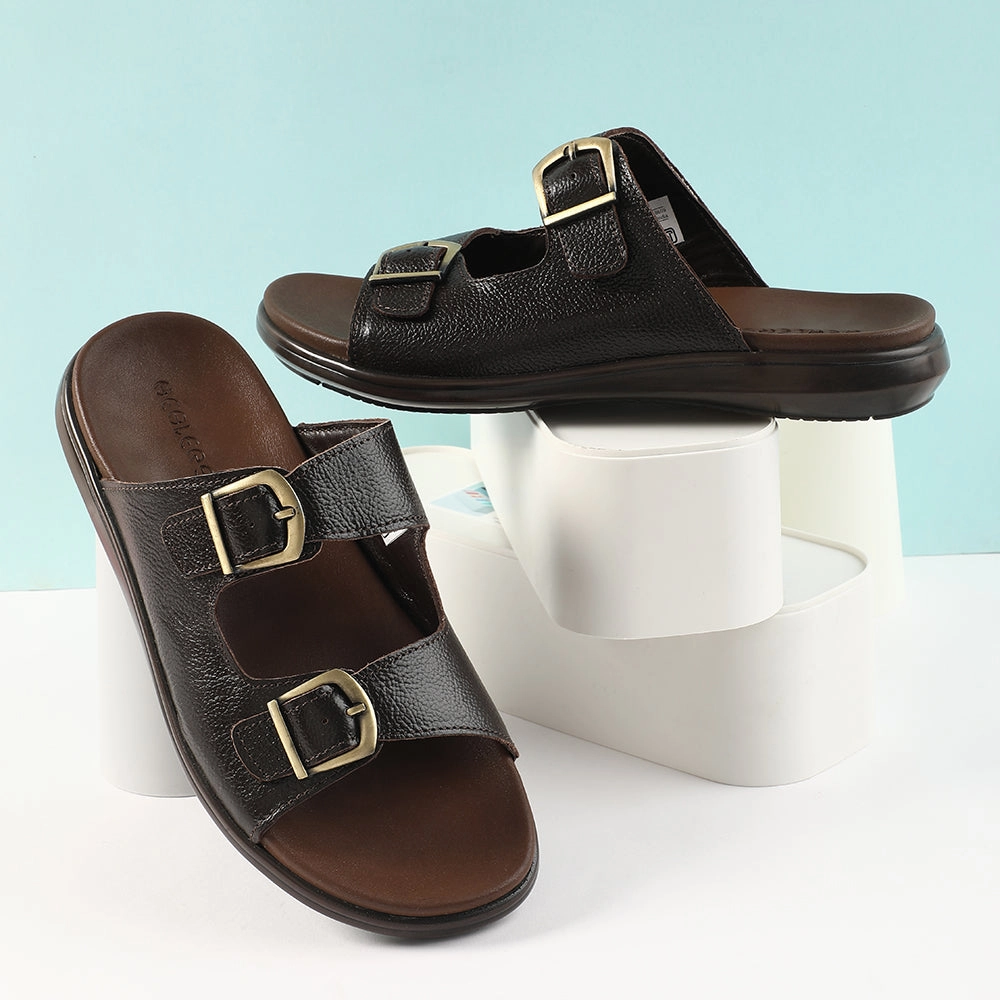 Healers Brown Casual Sandal For Men MDL-11E By Liberty Emo Slippers