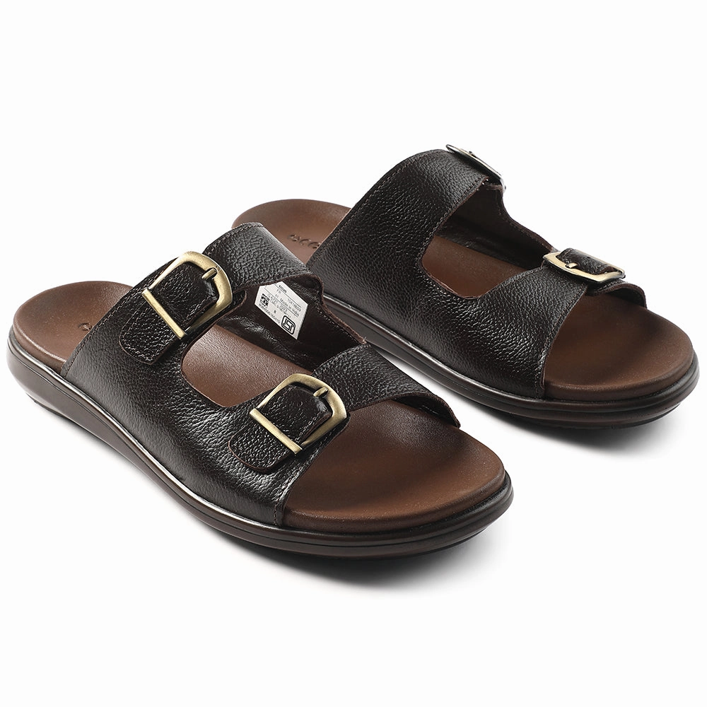 Healers Brown Casual Sandal For Men MDL-11E By Liberty Orthodic Slippers