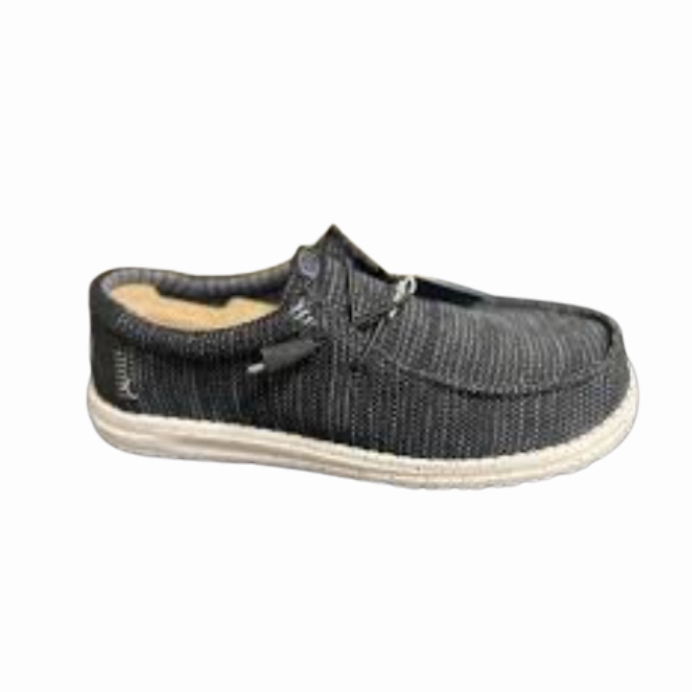 Freddy Loafers Hey Dude Wally Stretch Sox, Mens Slip-on Breathable, Memory Foam Loafers, Black/White