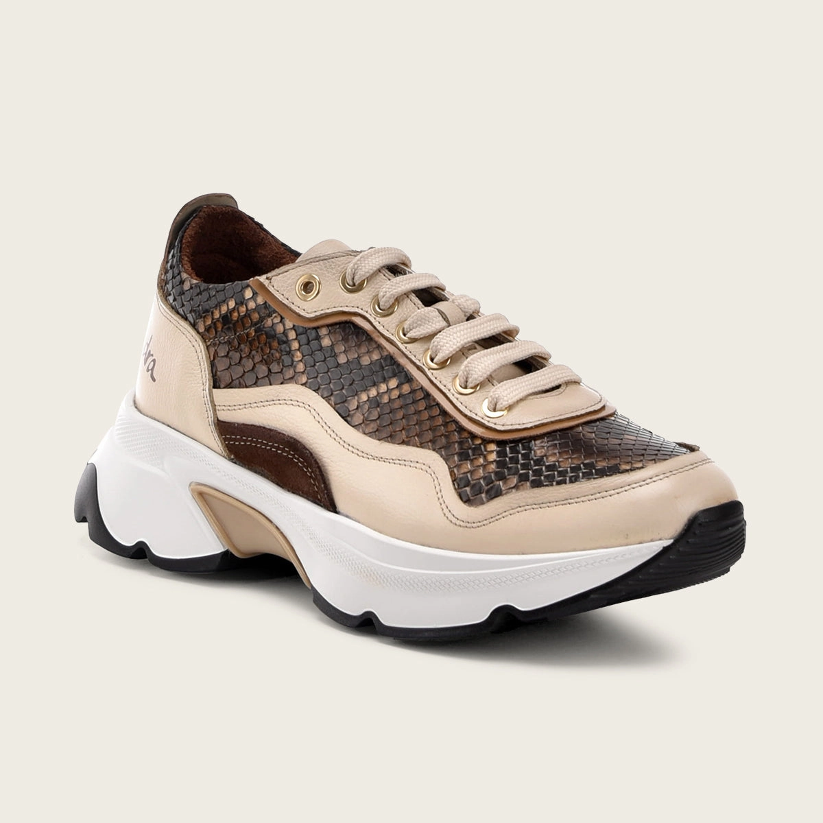 Palermo Elevata Sneakers Honey Luxury Sneakers in Genuine Python Leather