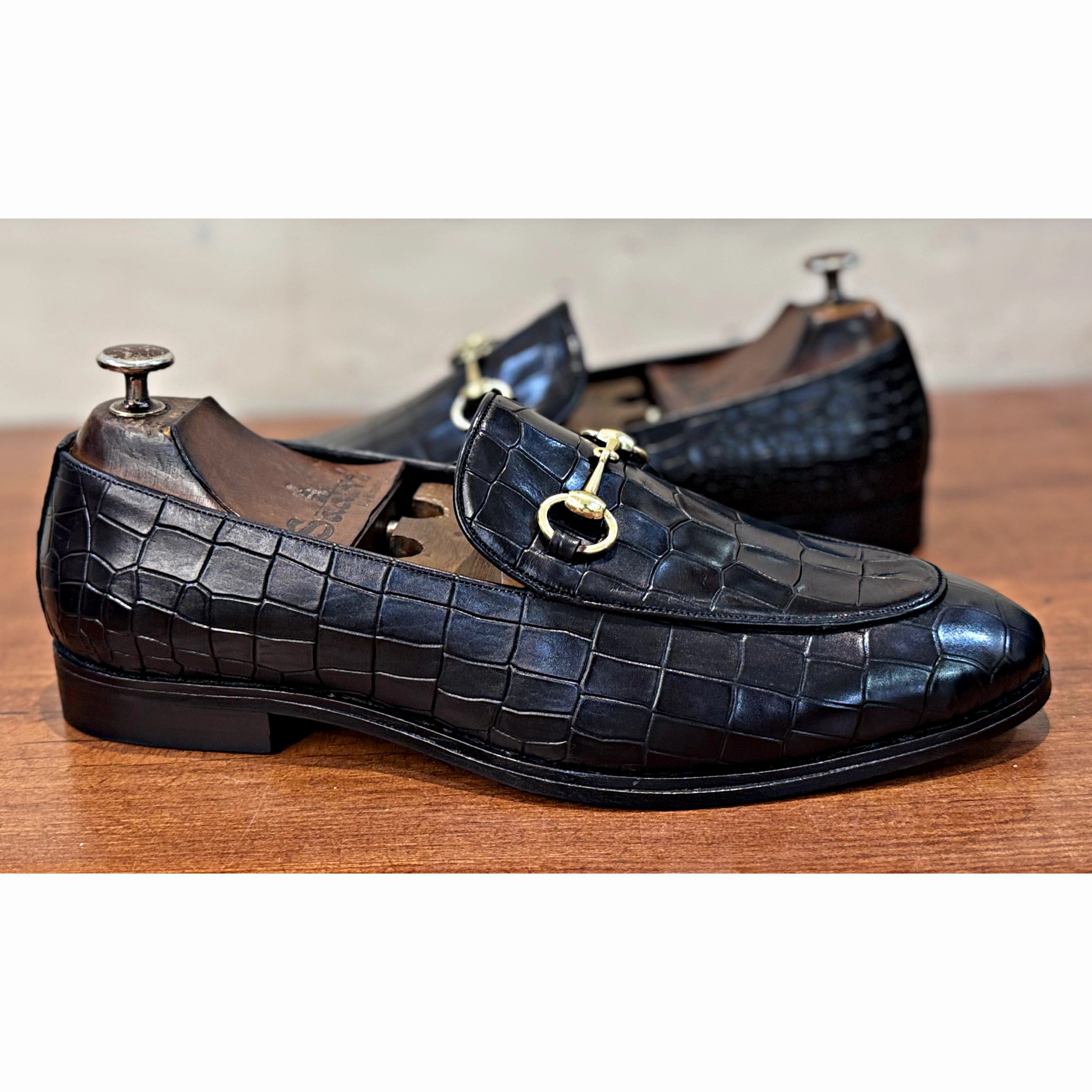 Union Loafers Bagels Horsebit Loafers - Croco Blk
