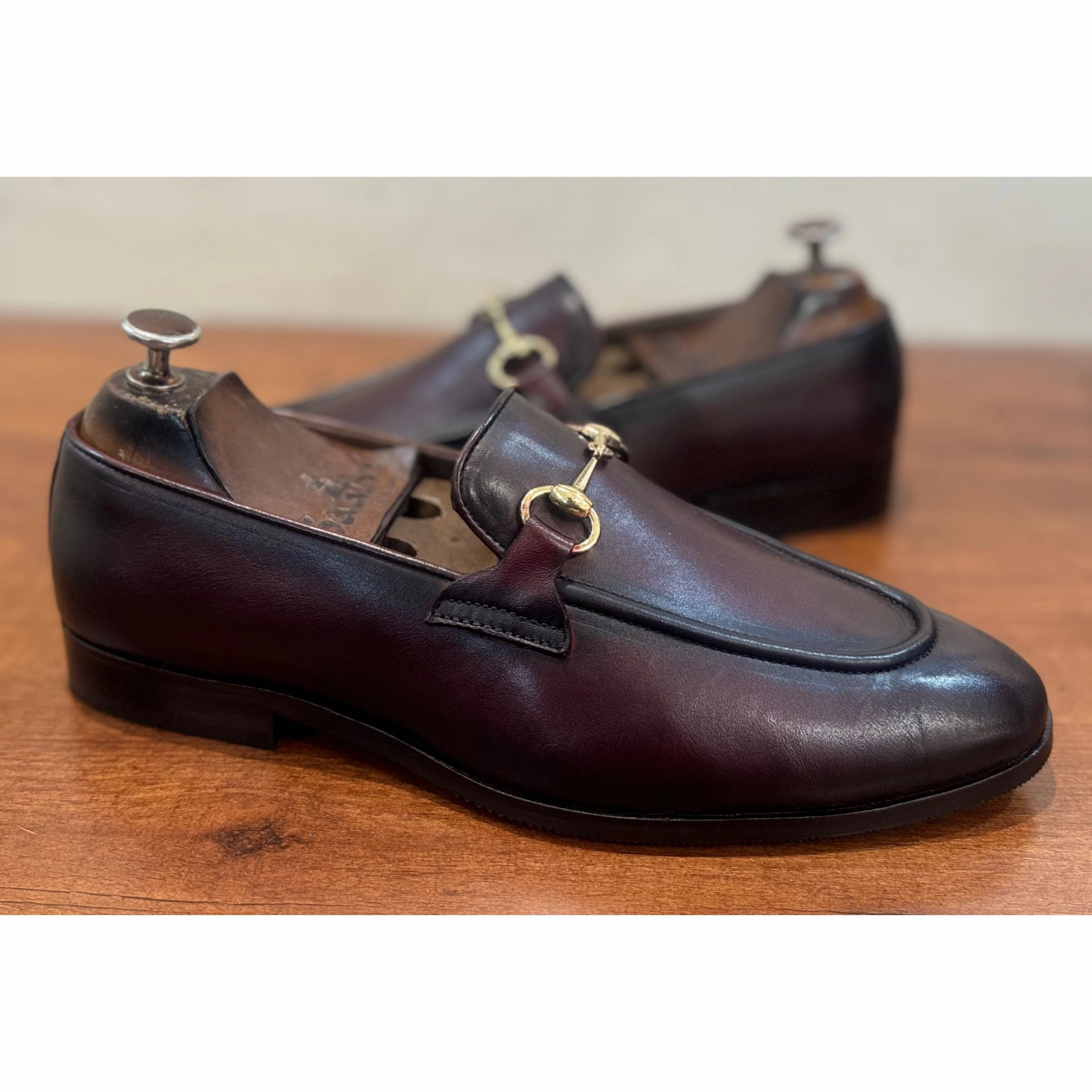Ferragamo Loafers Suede Horsebit Loafers Burgundy Brown