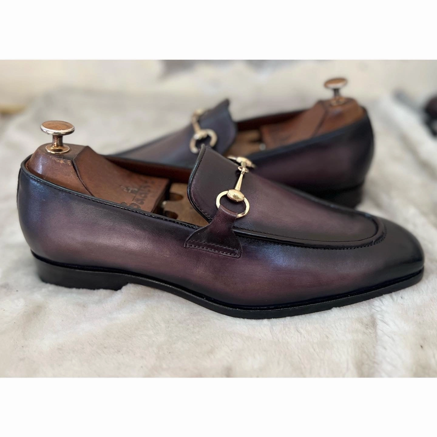 Vinnys Crepe Loafers Horsebit Loafers Hand Patina
