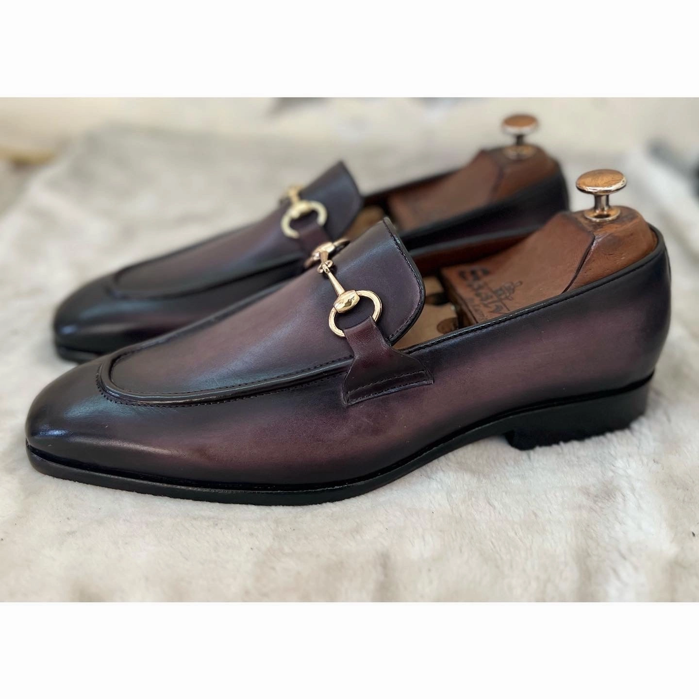 Designer Chunky Loafers Horsebit Loafers Hand Patina