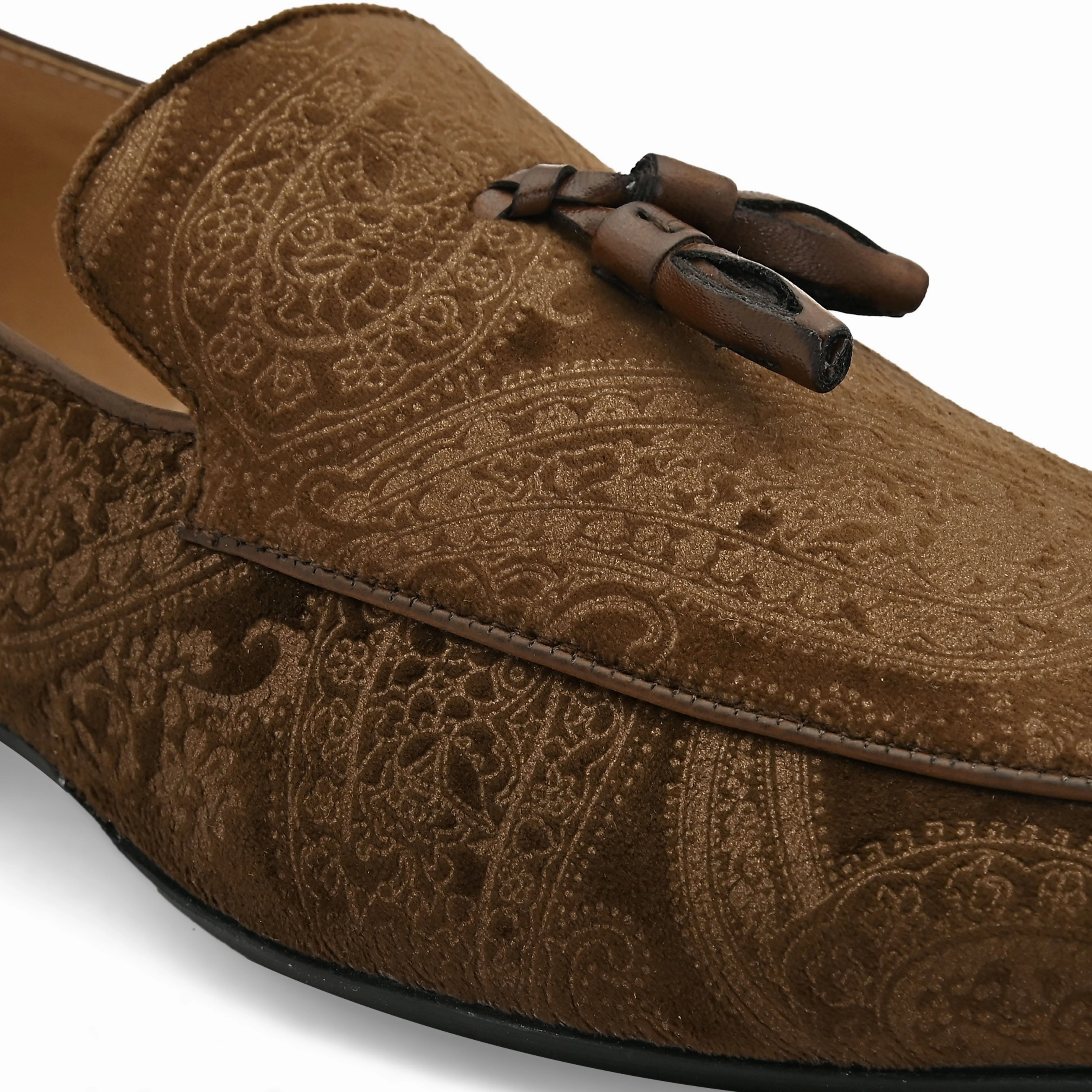 Paisley Print Brown Loafers Green Loafers
